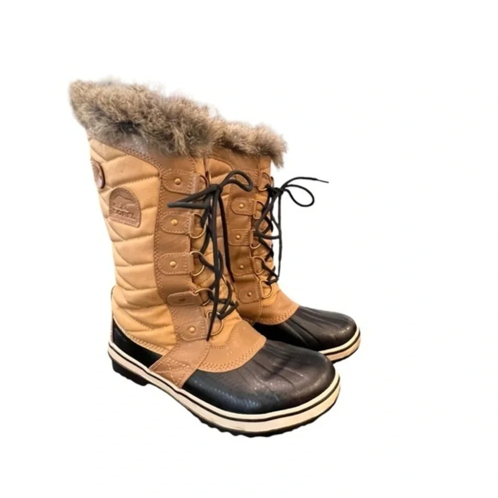 Sorel Women’s 8 TOFONO II WP CURRY FAWN TALL Winter Rain Snow BOOTS Faux‎ Fur